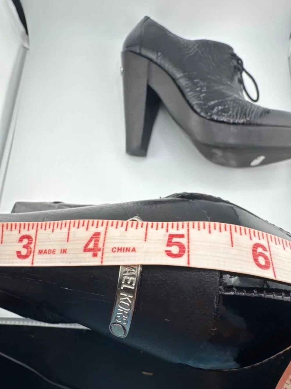 Michael Kors Panama Oxford Heels 8.5M Black Patent Leather Platform Office Siren